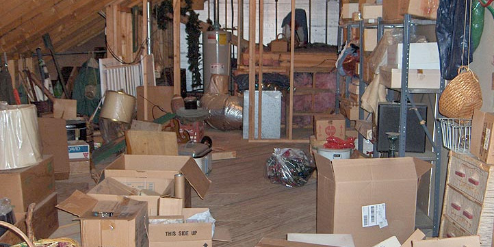 before an attic cleanout in Cary North Carolina