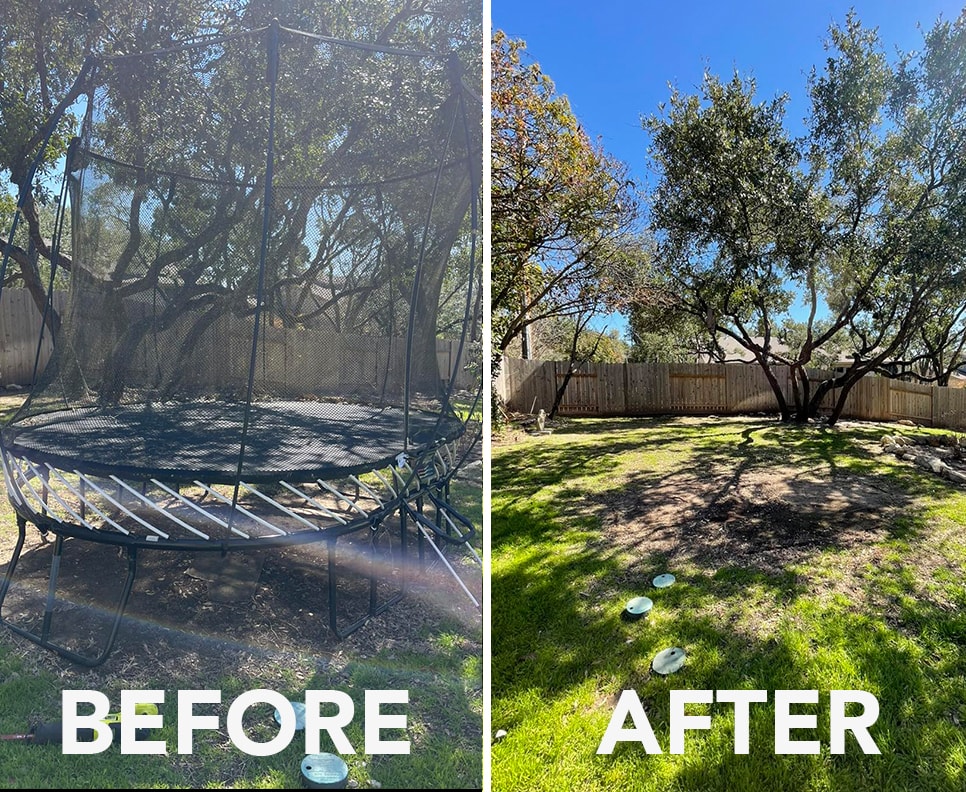 before and after trampoline removal
