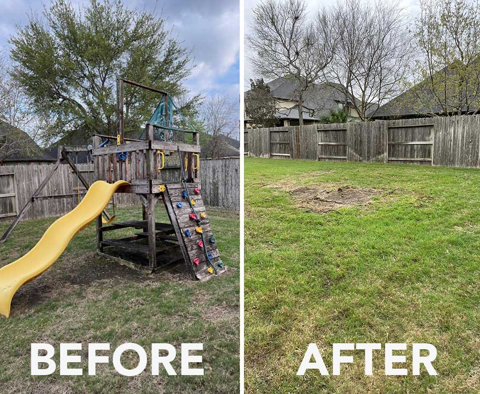 before and after playset removal